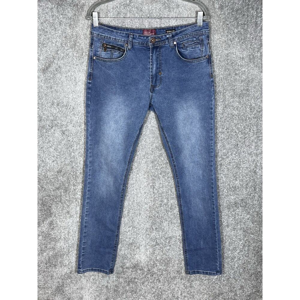 Truth Substance Common‎ Sense Skinny Fit Jeans Mens Size 32x32 Blue Stretch
